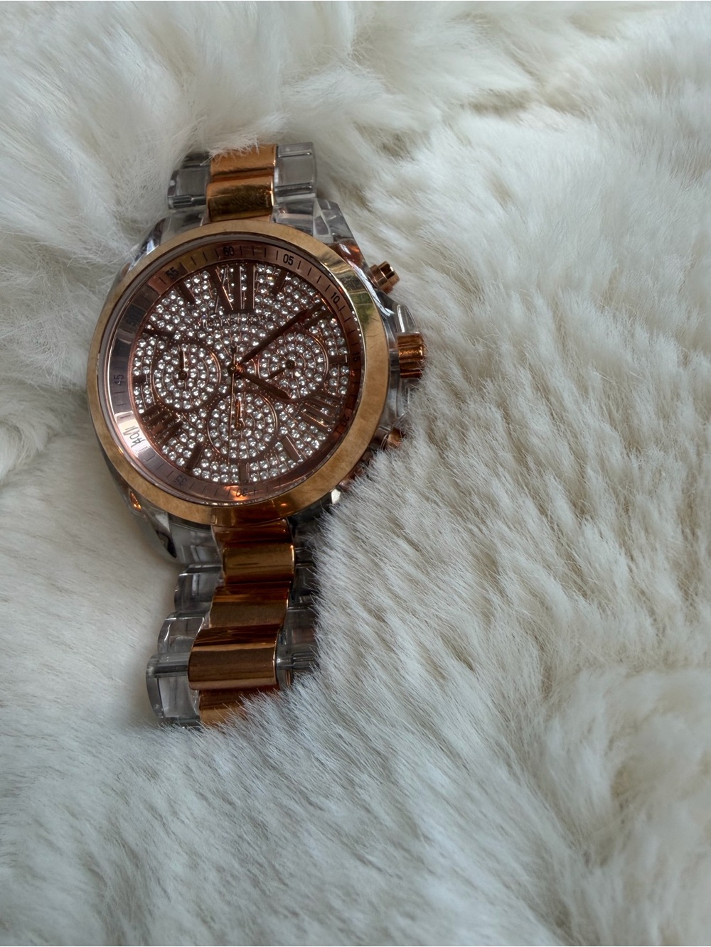 Michael Kors MK5905 Bradshaw Rose Gold Clear Crystal Pavé Chronograph Watch